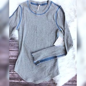 Free People Zip Cuff Gray Thermal